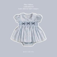 即納あり◆ブルーリボン刺繍ウエストシャーリングスカートロンパース(2113)