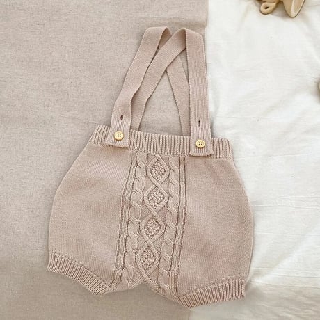 サスペンダー付きケーブルニットパンツ(3344)