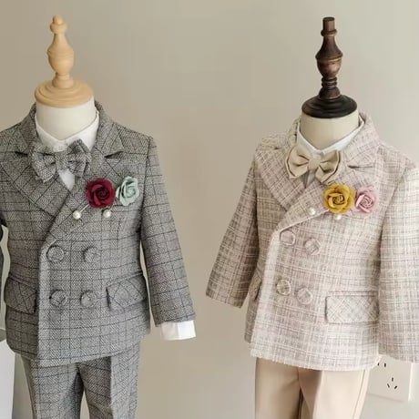 camel/gray ツイードジャケットフォーマルスーツ(989)