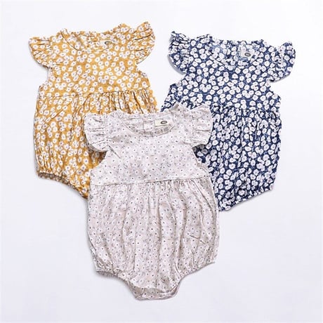 3color コスモス柄summerロンパース(689)