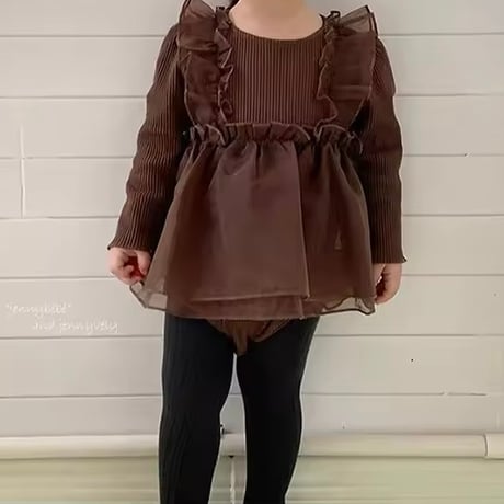 jennybebe chocolateシフォンチュールスカートロンパース(1172)