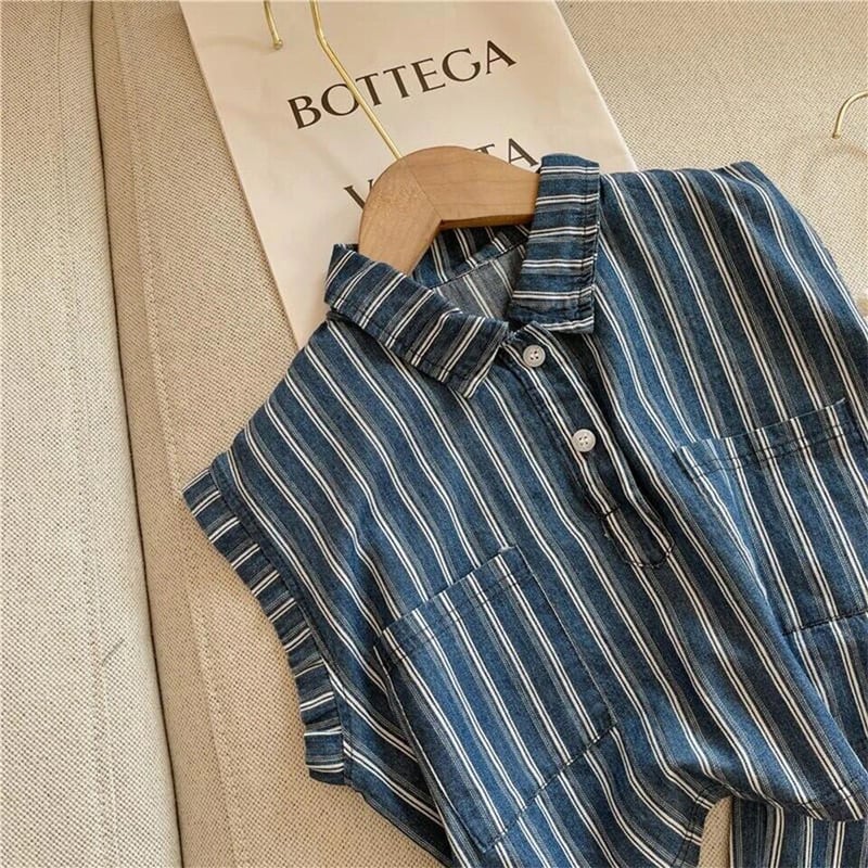 デニムシャツストライプセットアップ(3139) | こどもふく moco kids デニムシャツストライプセットアップ(3139) | こどもふく moco kids