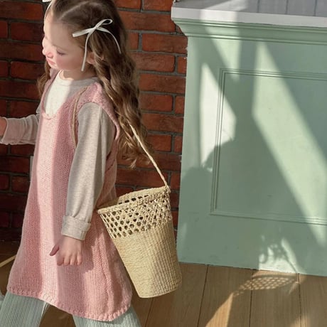 kids Spring pinkニットワンピースコーデ(4039)