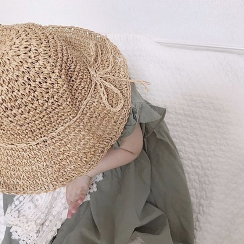 mamaお揃い細リボン麦わら帽子(718) | こどもふく🧸mocokids