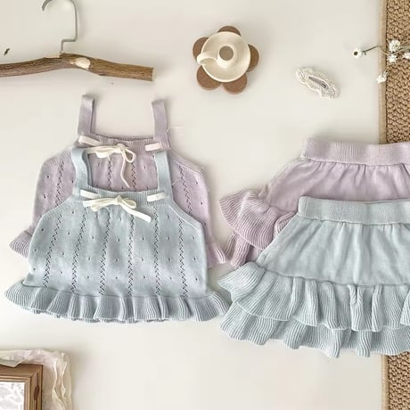 momo pastel blue×purple アイレットキャミニットセットアップ(1096)