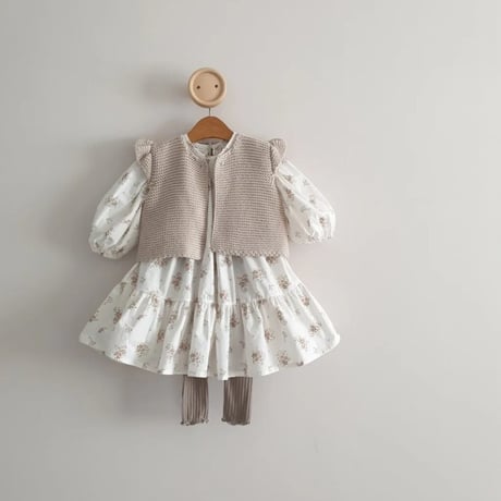 即納◆フローラルパフスリーブcollar shirringワンピース(4008)