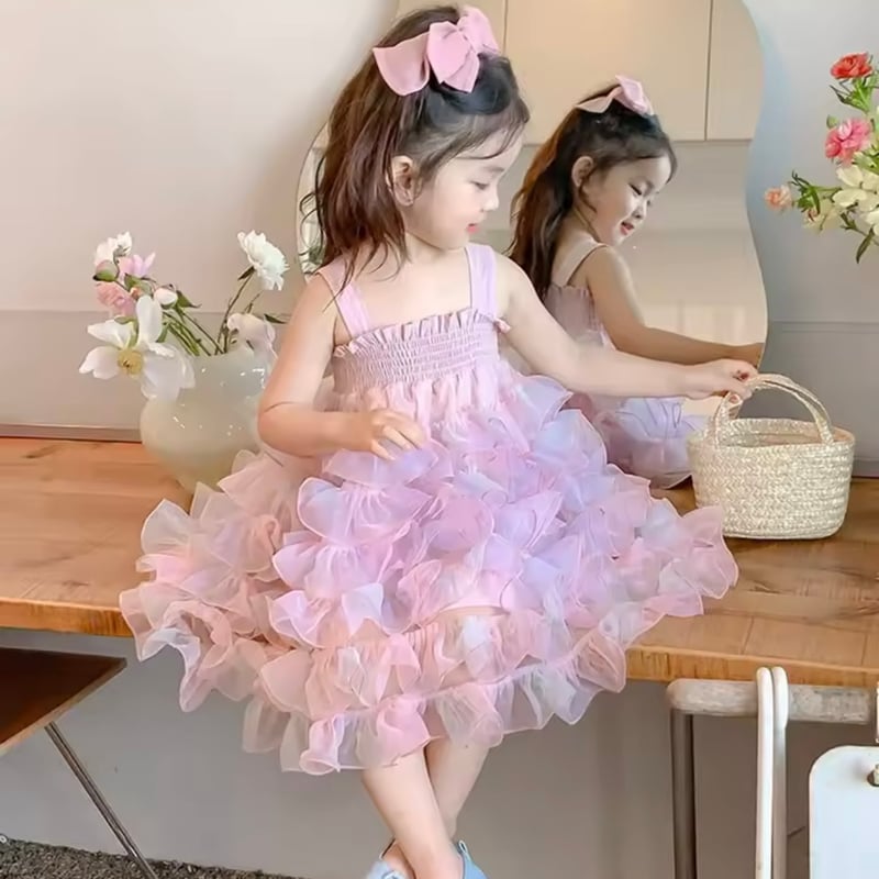 kids ピンクオーロラチュチュキャミドレス(1327) | こどもふく