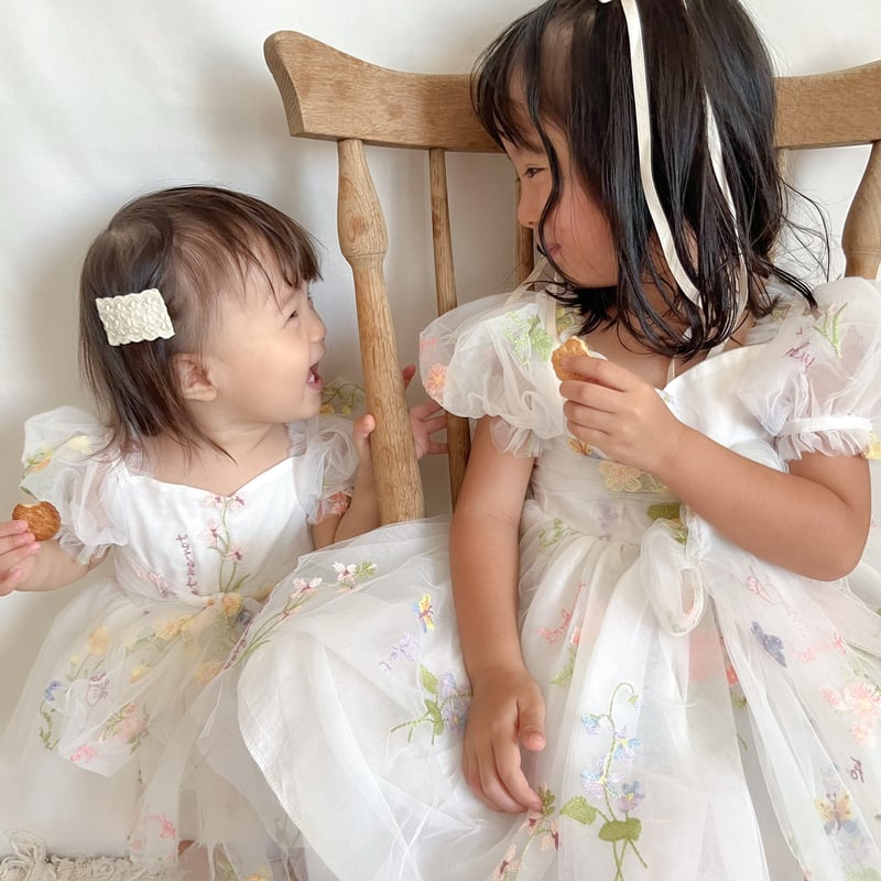 ヴィンテージ　花柄　ショートオール 8color flower gardenショートスリーブリボンチュールロンパース