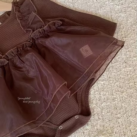 jennybebe chocolateシフォンチュールスカートロンパース(1172)