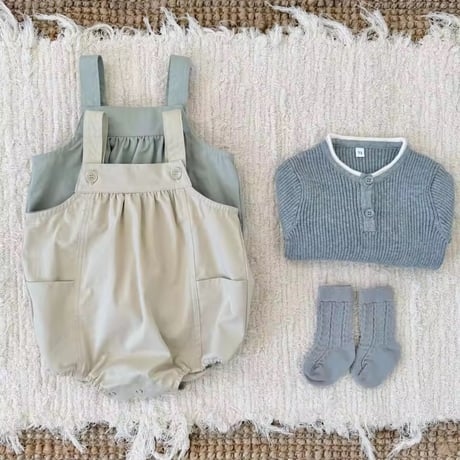 momo mint/beige ポッケサロペット(1450)