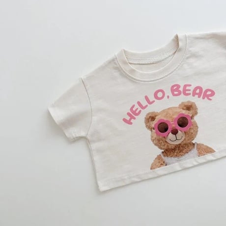 即納あり◆クロップド丈サングラスくまtシャツ(4128)