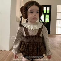 jennybebe小花柄ブラウス×コーデュロイ花柄サス付きパンツ(4193)