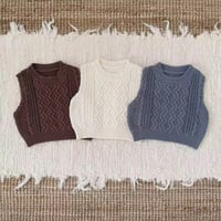 brown/ivory/blue ケーブルニットベスト(1418)