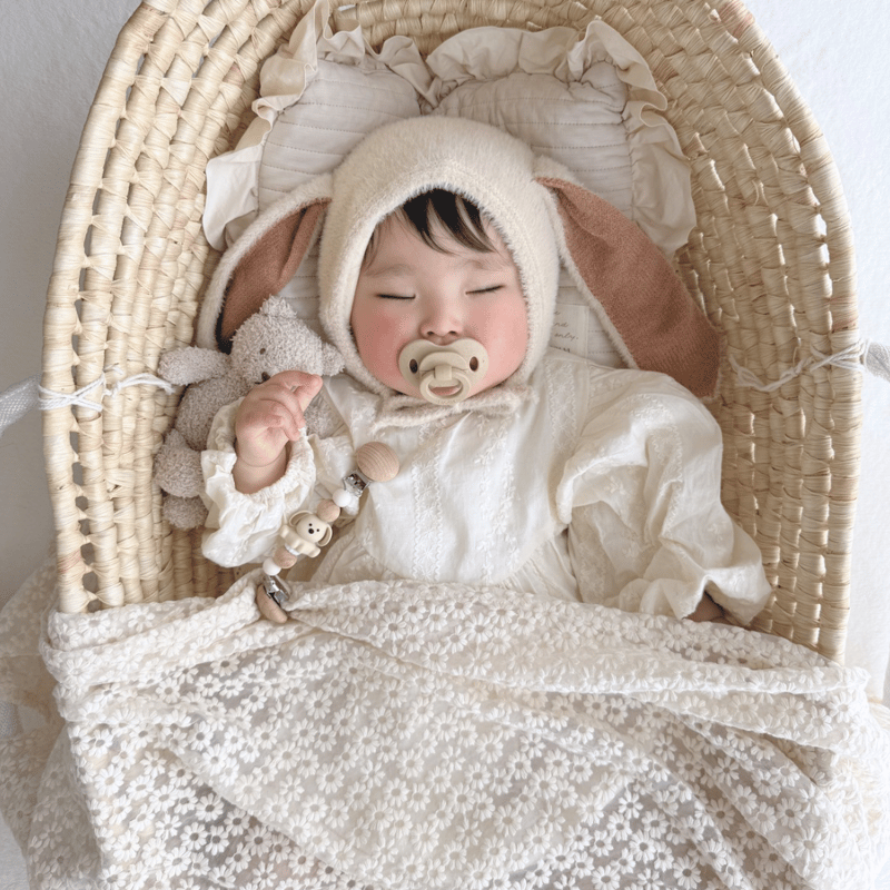 即納あり◇うさ耳ふんわりロング耳ボンネット(219) | こどもふく🧸mocokids