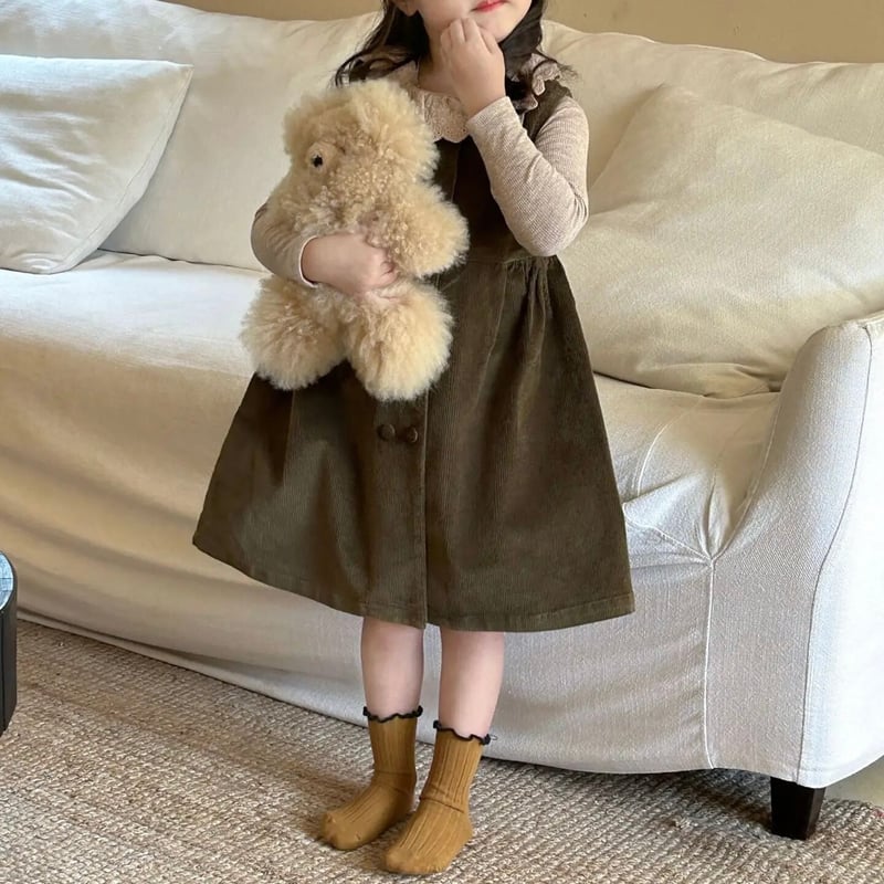 kids army greenコーデュロイジャンパースカートor襟フリルリブ