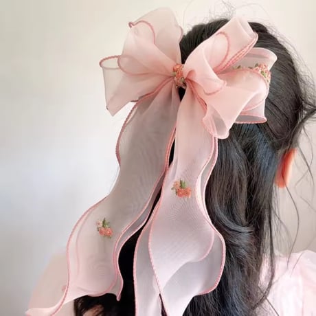 4color フラワークチュルーリボンヘアアクセサリー(2170)