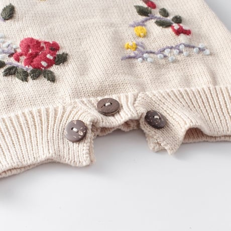 ボタニカル刺繍ニットサロペット(1023)