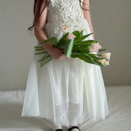 3D floral long lengthチュールドレス(3396)