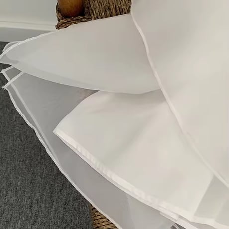 white/black 姉妹お揃いノースリーブコットンフリルシフォンワンピースorワンピース(1404)