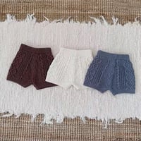 brown/ivory/blue ケーブルニットショートパンツ(1411)