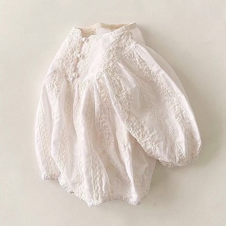 2color パフスリーブリトルフラワー刺繍ロンパース(1764)