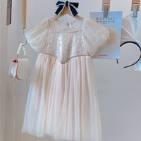 kids キラキラスパンコールapricotドレス(575)