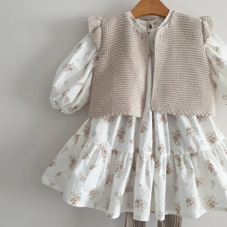 即納◆フローラルパフスリーブcollar shirringワンピース(4008)