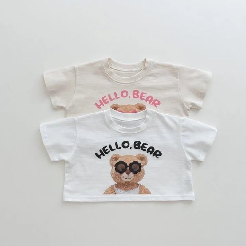 即納あり◇クロップド丈サングラスくまtシャツ(4128) | こども