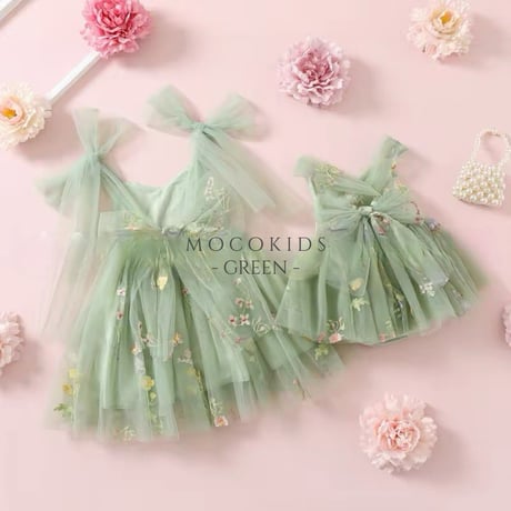 9color flower gardenキャミリボンチュールロンパースドレス(525)