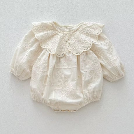 姉妹お揃いエンブロイダリービックcollarロンパースorワンピース(4180)