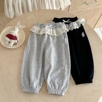 kids gray/blackコットンフリルスウェットパンツ(1071)
