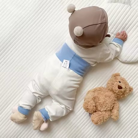 white/blue ダンスくまバイカラールームウェア(850)