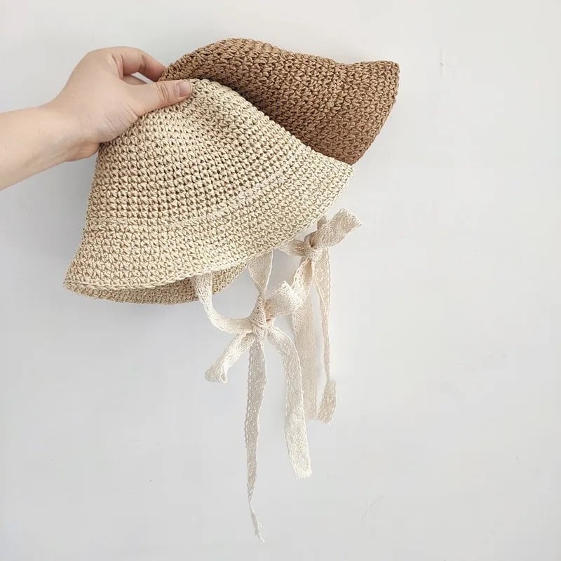 即納あり◇レースひも麦わら帽子(627) | こどもふく🧸mocokids