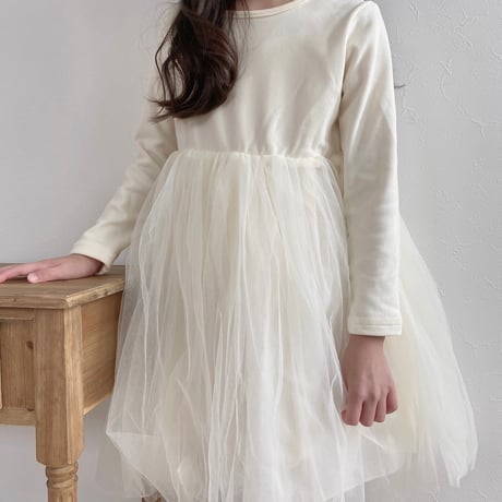 kids 3color シンプルチュールワンピース(1146)