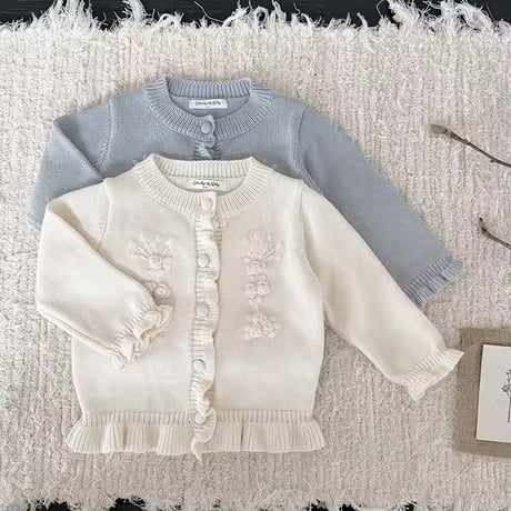 momo babyblue/ivory hemメローニットカーディガン(1405)