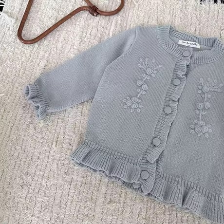 momo babyblue/ivory hemメローニットカーディガン(1405)