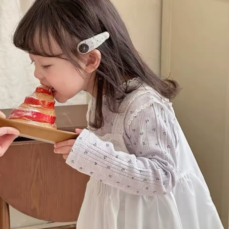 kids beige×blue小花柄トップス(1034)