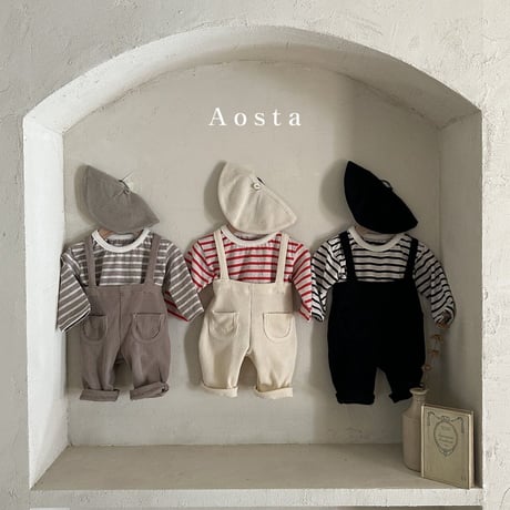 即納【Aosta】stripe Tshirt (a32)