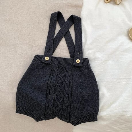 サスペンダー付きケーブルニットパンツ(3344)