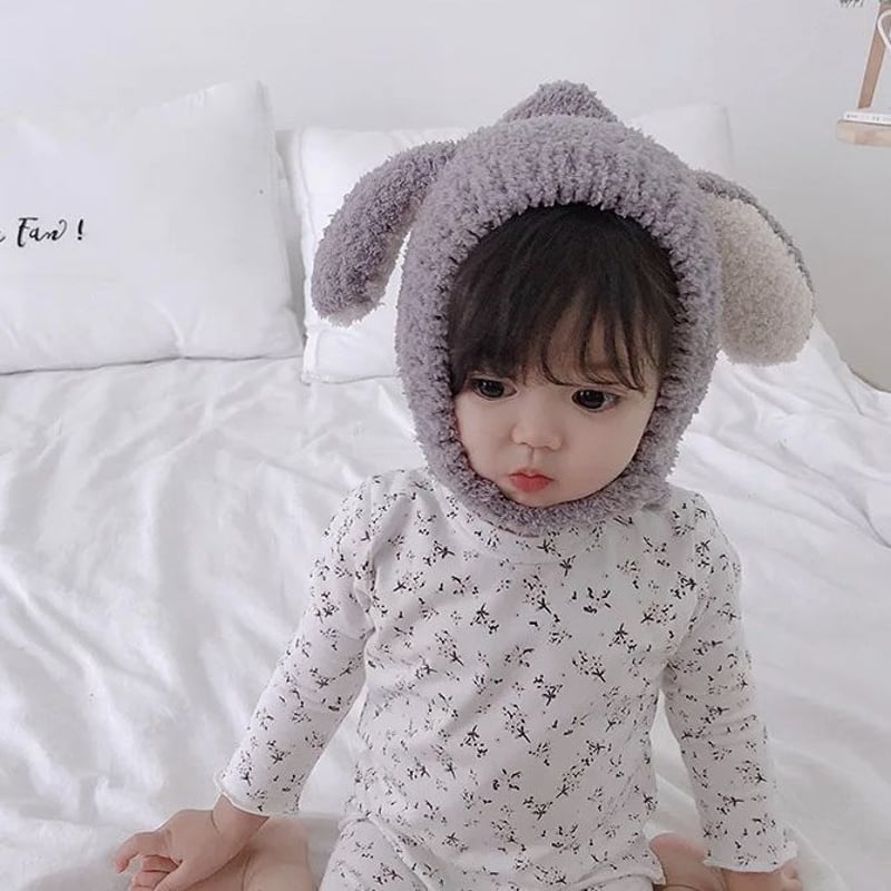 uramo♡リメイク✩⃛Babyうさちゃんの赤ちゃんみたいなmocomocoお帽子 赤ちゃん 帽子 ベビー 出産祝い 日本製 もこもこ パンツ ふわ