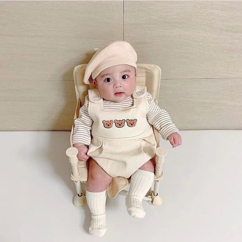 ボーダートップス×くま3匹刺繍サロペットコーデ(2259) | こどもふく  