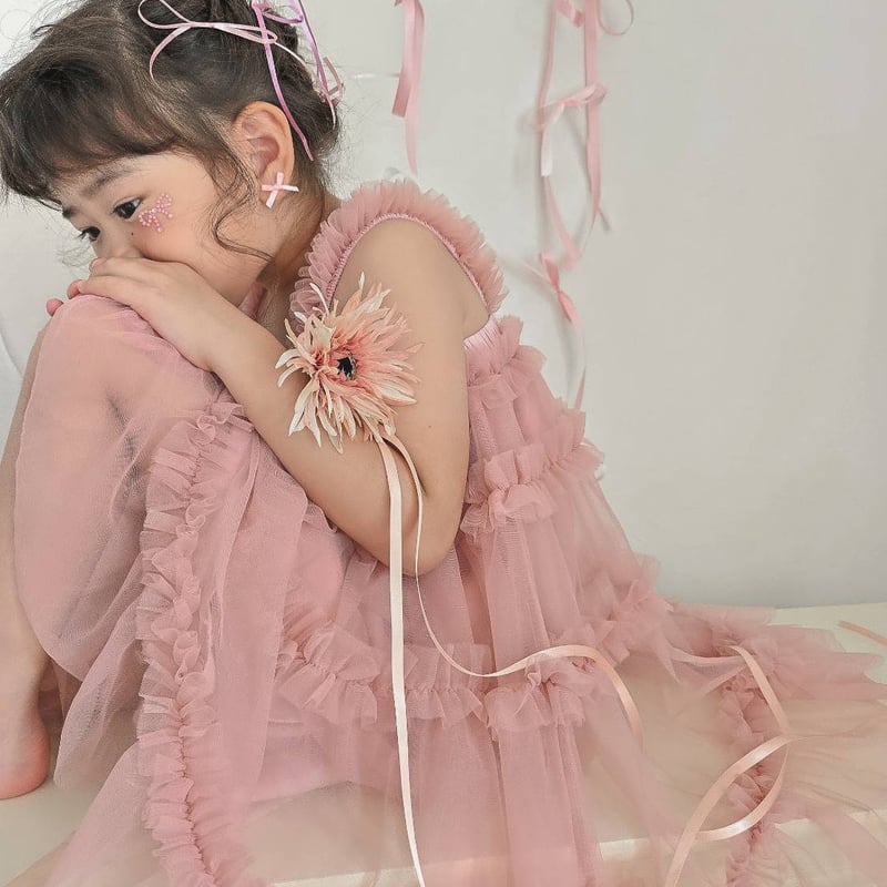 kids 4color 4-tier frillキャミチュールドレス(1228) | こどもふ