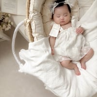 white×lemon yellowショルダーリボンシフォンレースロンパース(784)