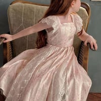 kids バックレースアップピンクフラワーガーリーワンピース(1552)