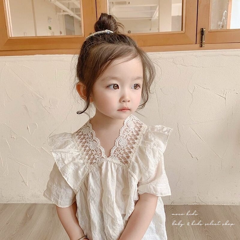 Vネックデザインフリルレースブラウス(1684) | こどもふく moco kids 