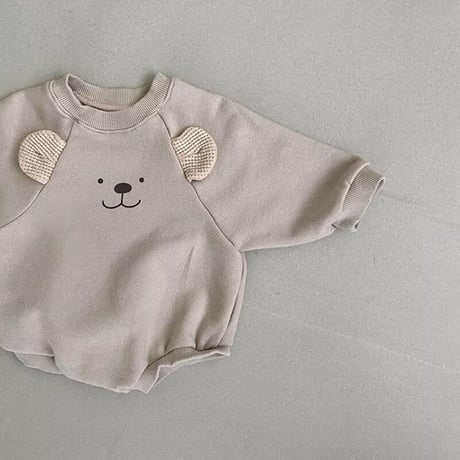 2color ワッフルくま耳ロンパース(2337)