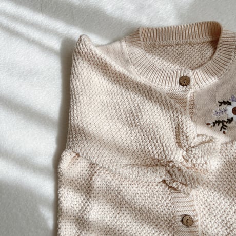 即納あり◆2color フラワー刺繍バルーンスリーブニットカーディガン(2470)