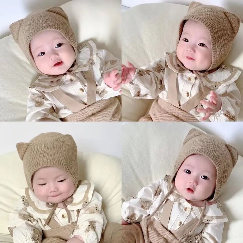 猫耳ニット帽　ボンネット ニット帽 ネコ耳 ベビー 赤ちゃん帽子 ボンネット 防寒 ふわふわ