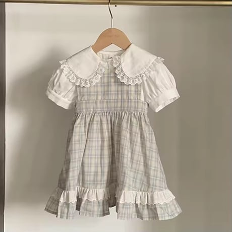 姉妹お揃いペールチェックノースリーブワンピースorスカートブルマサロペット(1395)