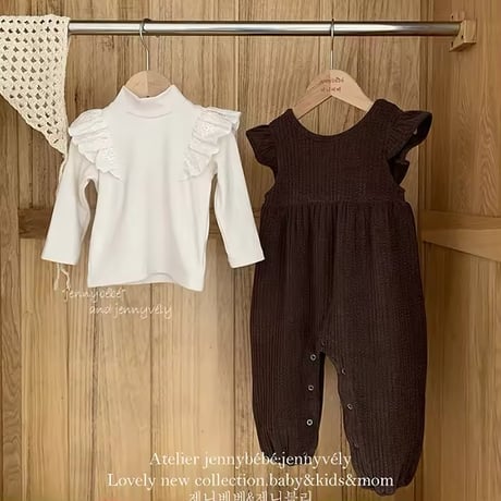 jennybebeバックリボンコーデュロイオーバーオール×タートルネックブラウス(770)